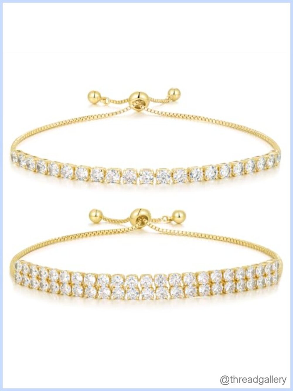 2pcs Tennis Bracelets Set 18k White Gold Plated Stackable Bracelets